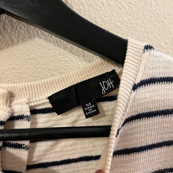 Cream and Navy Striped Sweater with Sheer Navy Bottom - Picture 4 of 6